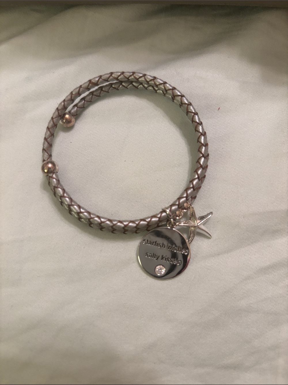 Silver Braided Starfish Charm Bracelet - Unbranded